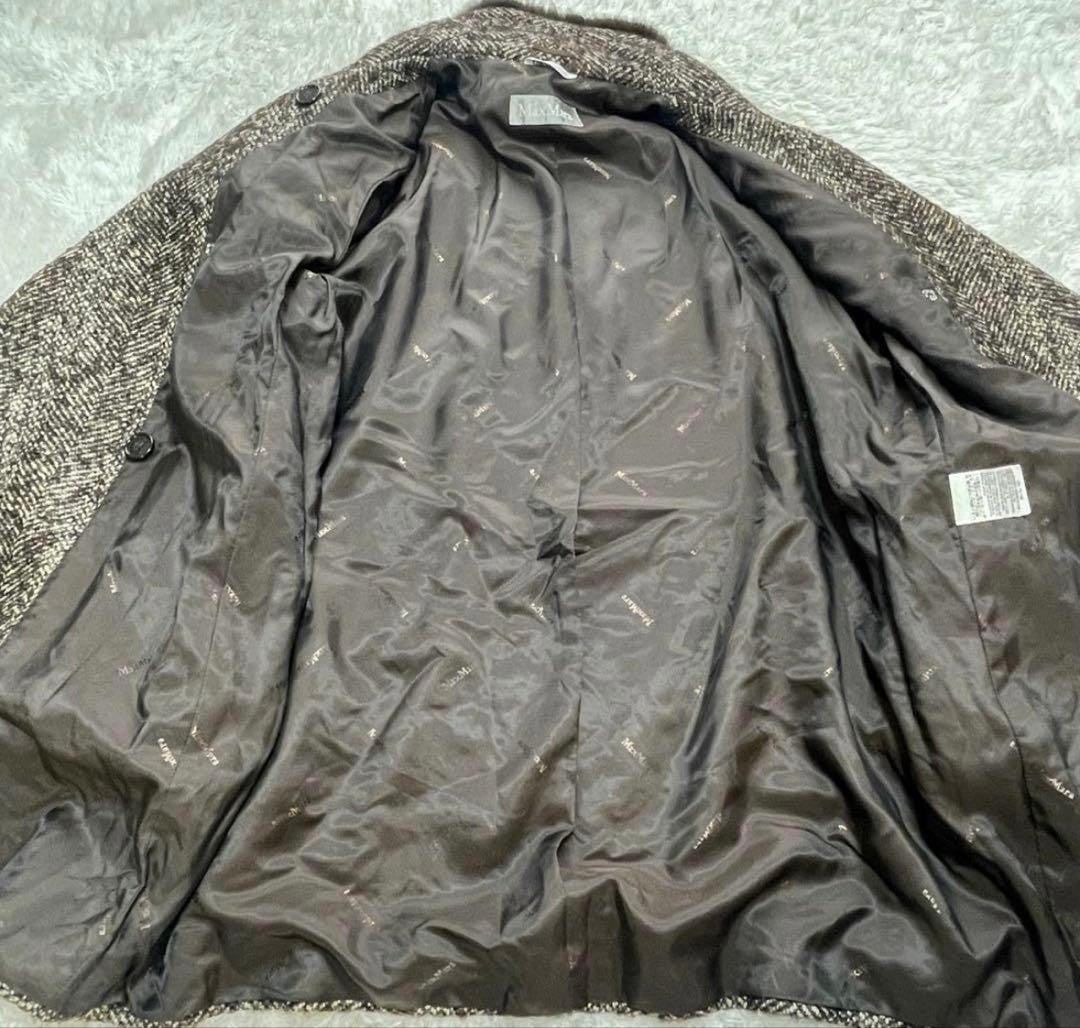 Max Mara Silver Tag Size:44/US:10 Dark Brown Mink Fur Tweed Coat 149627K Authen