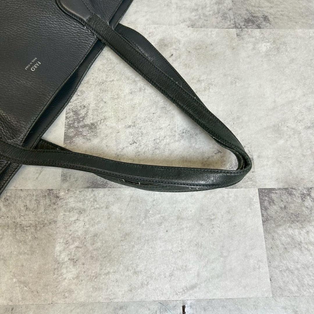 FARO Leather Tote Bag Large Capacity Black Italy Made Men Vintage