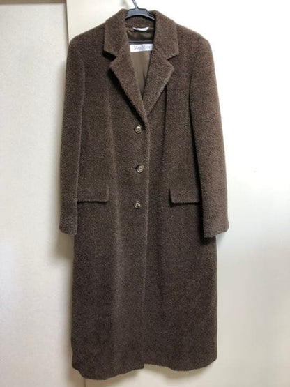 Max Mara Alpaca Wool Long Coat Jacket Blouson Women Size 42