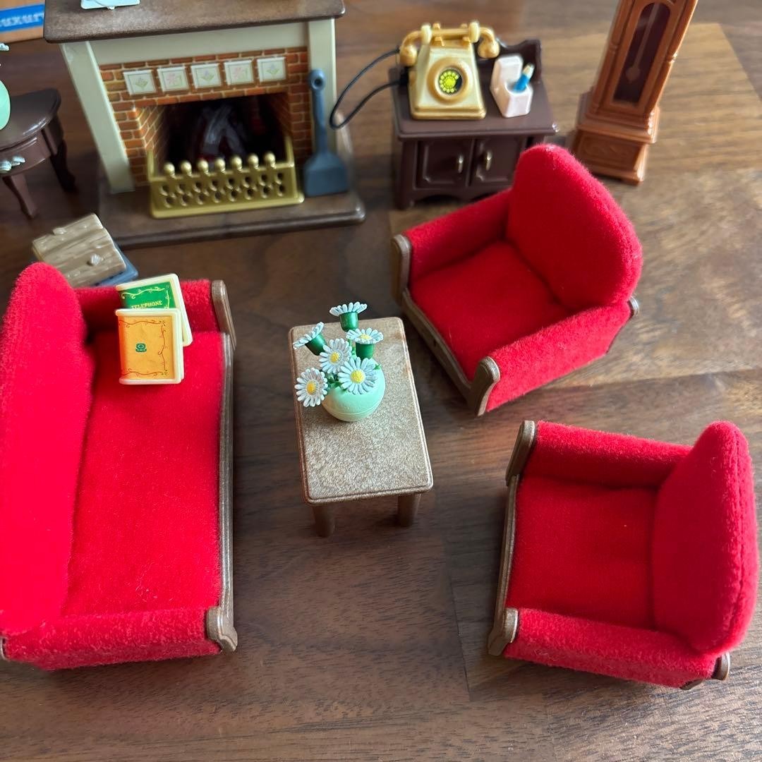 Sylvanian Families Luxury Living Room Set Dollhouse Toy Vintage Retro Rare