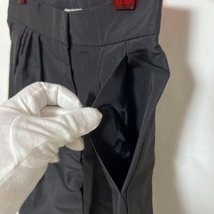 USED PRADA NYLON MINI SKIRT WITH FRONT BUTTONS, BLACK, SIZE 40, VINTAGE GOOD