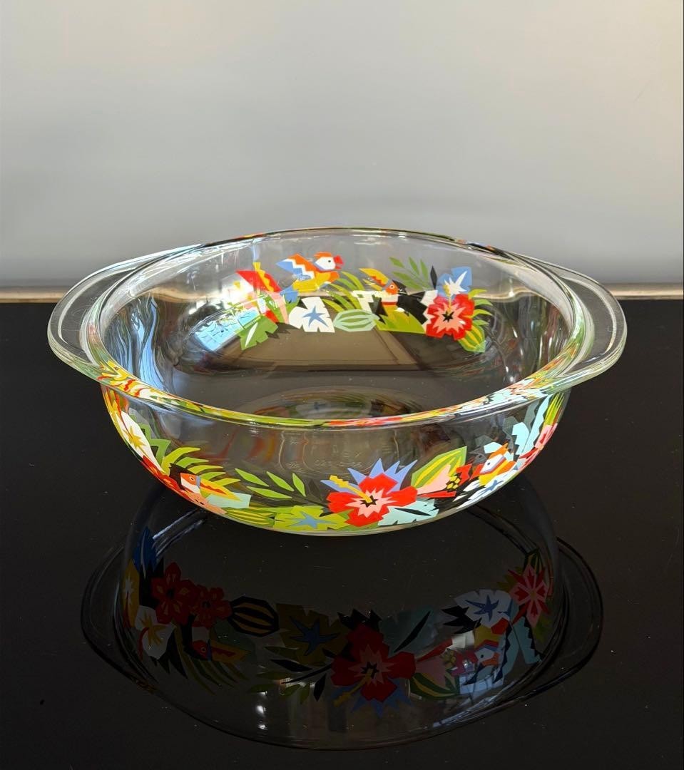 Retro Pop Glass Bowl Casserole with Lid Pyrex Floral Rare Vintage Collectible