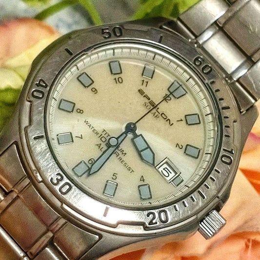 Seiko Alba Epsilon Solar Titanium Watch Mens Rare JDM Limited wrist 17cm