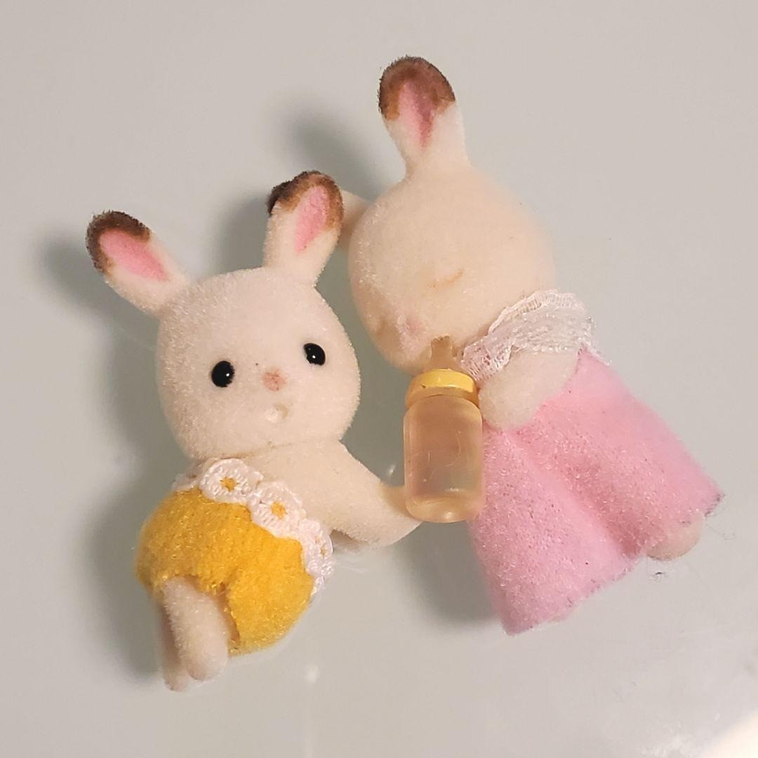 Sylvanian Families Chocolat Rabbit Twins Doll Toy Vintage Rare
