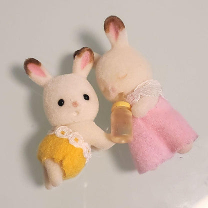 Sylvanian Families Chocolat Rabbit Twins Doll Toy Vintage Rare
