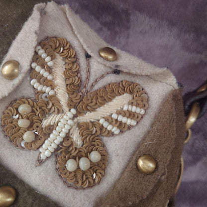 Jamin Puech Insect Patchwork Wool Frano Clutch Beaded Embroidery Near Unused