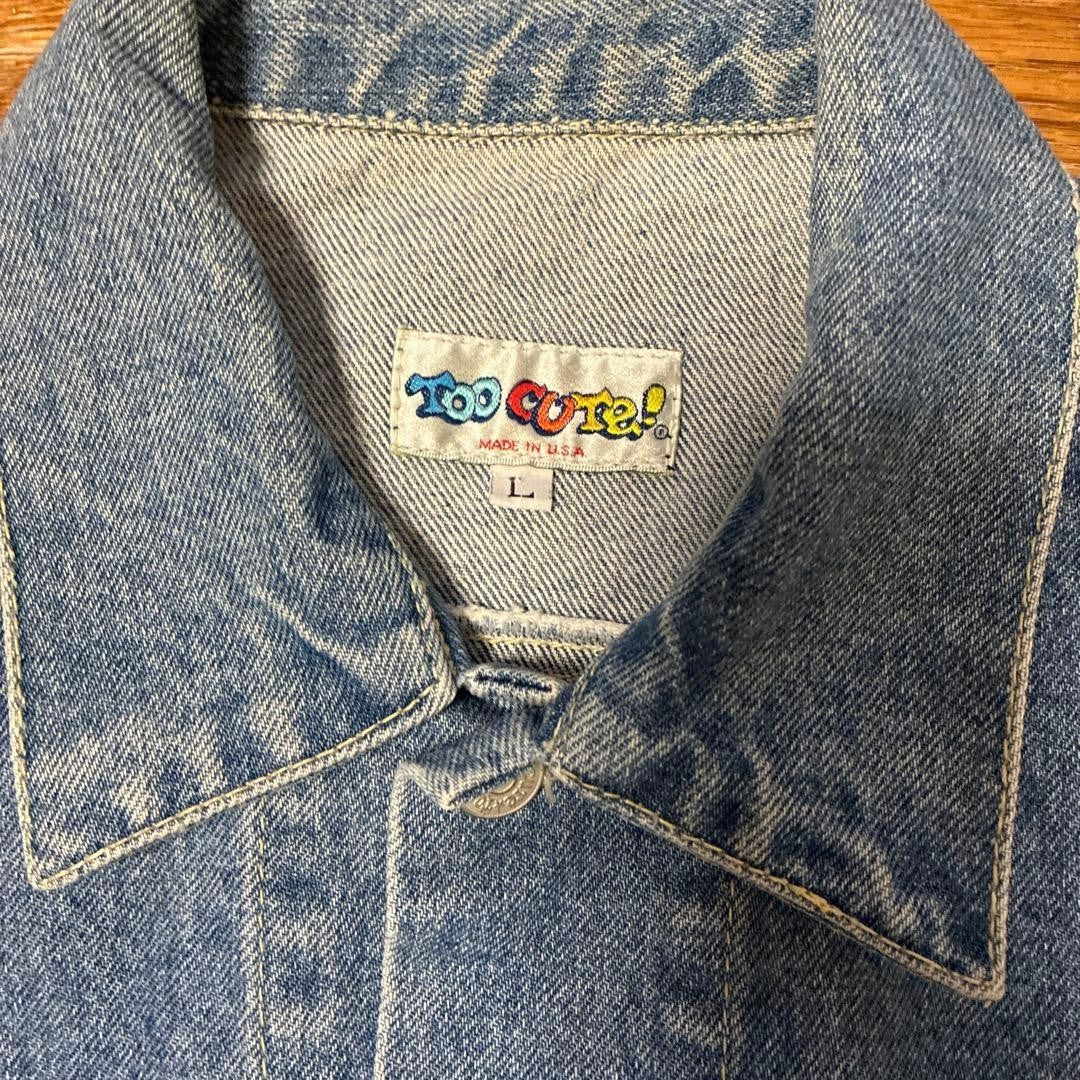 Disney Too Cute Embroidered Denim Jacket L Made in USA Rare Vintage