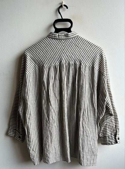 Pas de calais Cotton Linen Stripe Shirt Size 36 Made In Japan