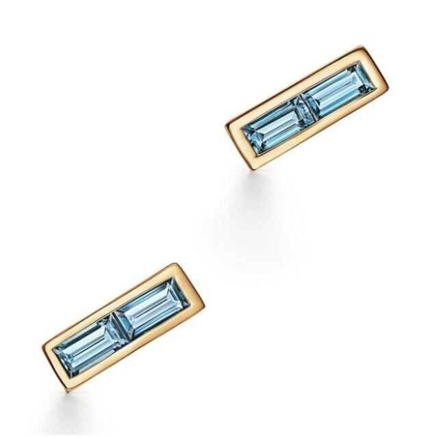 Tiffany & Co 18k Yellow Gold Blue Topaz Earrings by Paloma Studio with Box Used