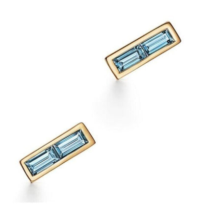 Tiffany & Co 18k Yellow Gold Blue Topaz Earrings by Paloma Studio with Box Used