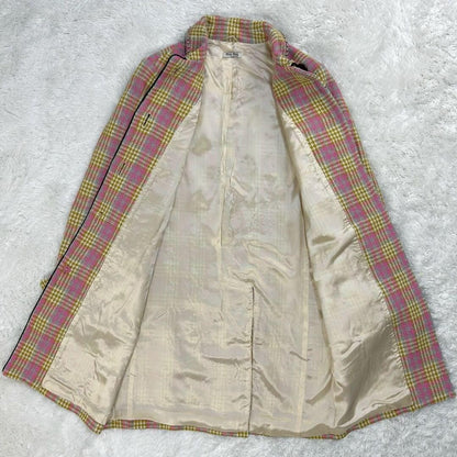 Miu Miu Tweed Coat Outerwear Fashion Jacket Pink Plaid Checkered size 38 Used