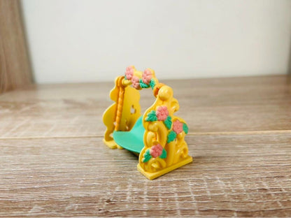 Vintage Rare Sylvanian Families Raccoon and Fairy Set Flower Swing stump