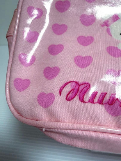 Sanrio Hello Kitty Nurse Angel Pouch Bag With Heart Charm Pink 2002 Rare