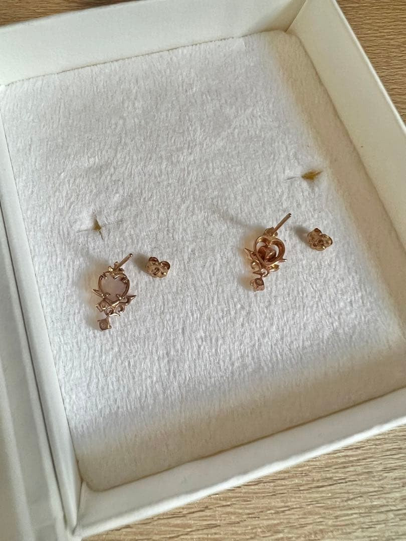 Disney TAKE-UP Princess Aurora Earrings Pink Gold K10 K18PG Asymmetrical Design