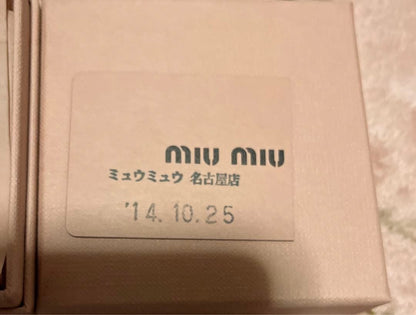 MIU MIU Logo Bar Ribbon Rhinestone Gold Tone Key Ring Holder Bag Charm Used