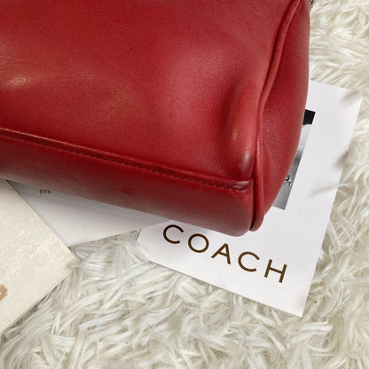 Rare COACH Vintage Turn Lock Red Leather 2 Way Shoulder Hand Crossbody Bag Auth