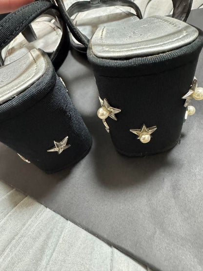 Pumps Sandals With Pearl Studs Black Size 37 US About 7 For Women