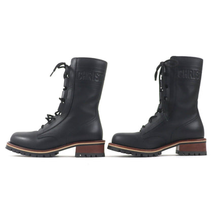 Excellent Christian Dior boots Quest Logo embossed lace-up combat boots leat...