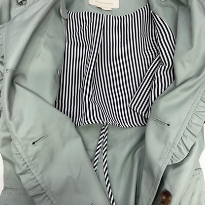 Kate Spade Light Green Ruffled Trench Coat Size S
