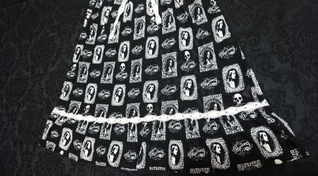 Hysteric Glamour Lace Dress Skull Figure Painting All Over Shoulder width 35cm