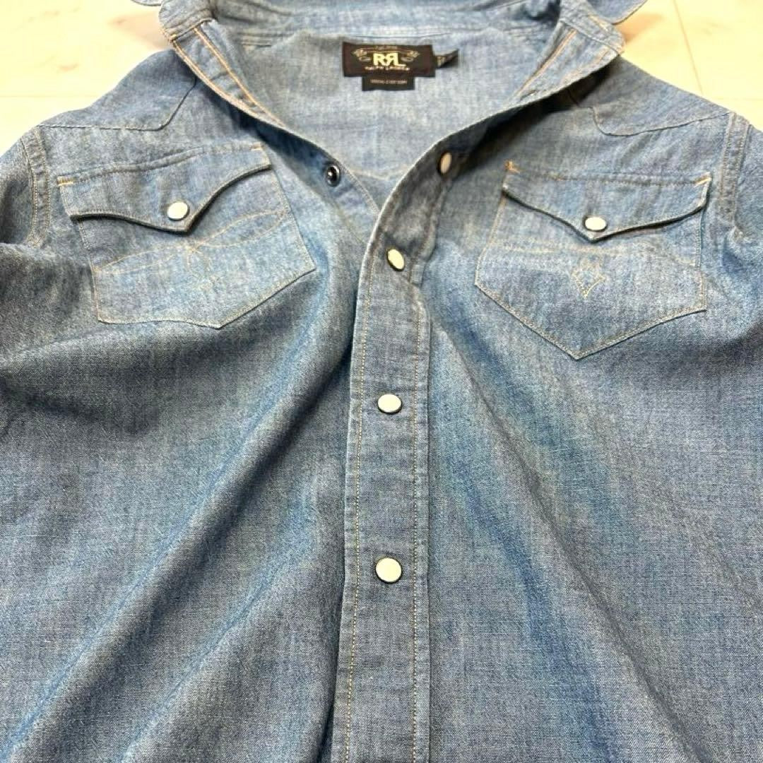 RRL Double R L Chambray Shirt Size 2 Women Limited Edition Rare American Fashion