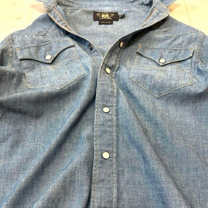 RRL Double R L Chambray Shirt Size 2 Women Limited Edition Rare American Fashion