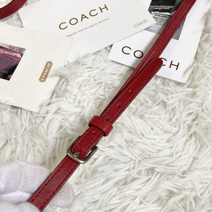 Rare COACH Vintage Turn Lock Red Leather 2 Way Shoulder Hand Crossbody Bag Auth