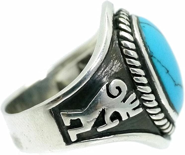 Huge Turquoise Kokopelli Ring: Sterling Silver Lucky Charm. US Size 10.5.