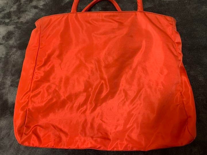 Prada Bag Plain Nylon Red Tote Bag From Japan