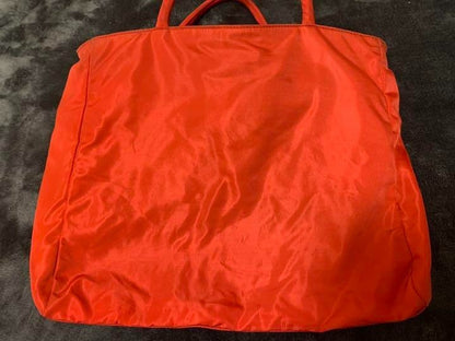 Prada Bag Plain Nylon Red Tote Bag From Japan