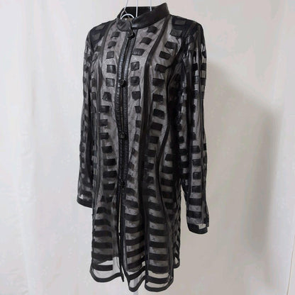 Rare ARBORENTE Made in Japan Cowhide Lamb Leather Mesh Long Coat