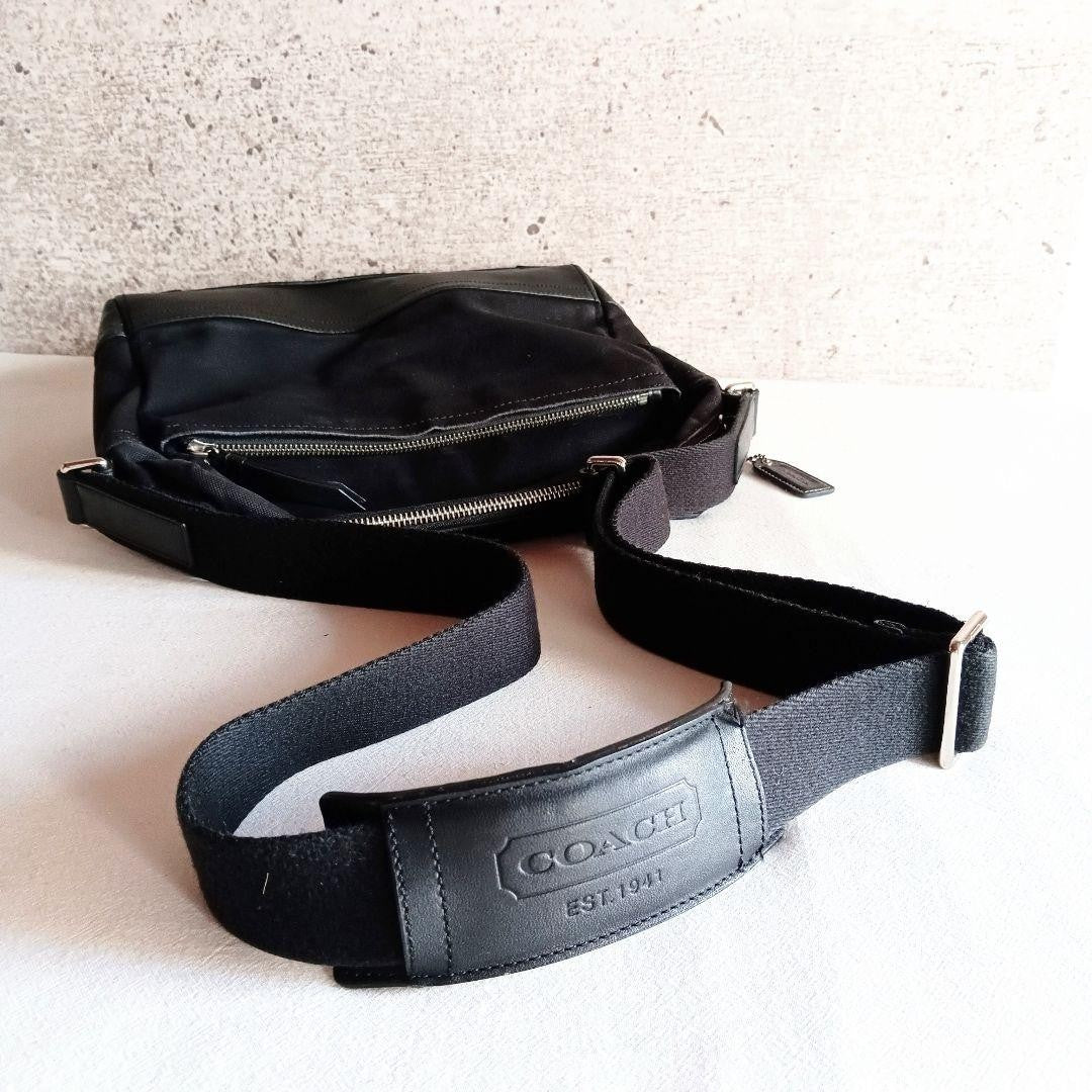 Coach Vintage Black Shoulder Bag Canvas Nylon with Leather Trim Large Crossbody