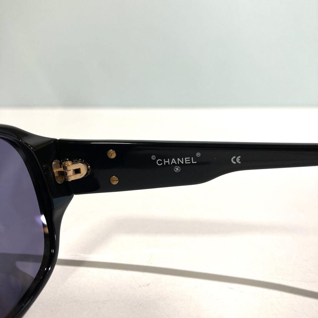 Chanel 04152 94305 Coco Mark Black Sunglasses W/orange Case cloth Used Japan