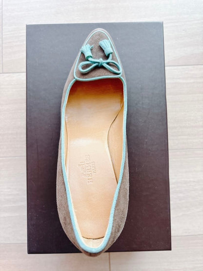 HERMES Suede Tassel Pumps Women's Size 35 From Japan i17309