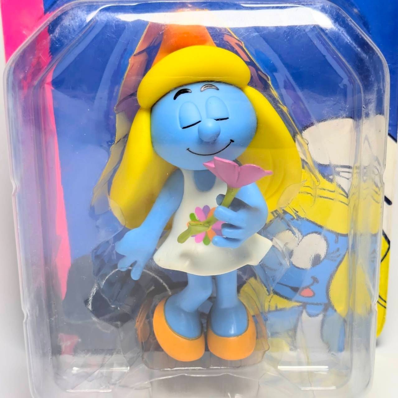 VINTAGE DEADSTOCK the SMURF Large Figure Collection Smurfette Floral White Dress