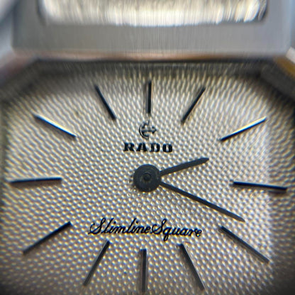 Rado Slim Line Square Watch Stainless Steel Manual White Dial Used