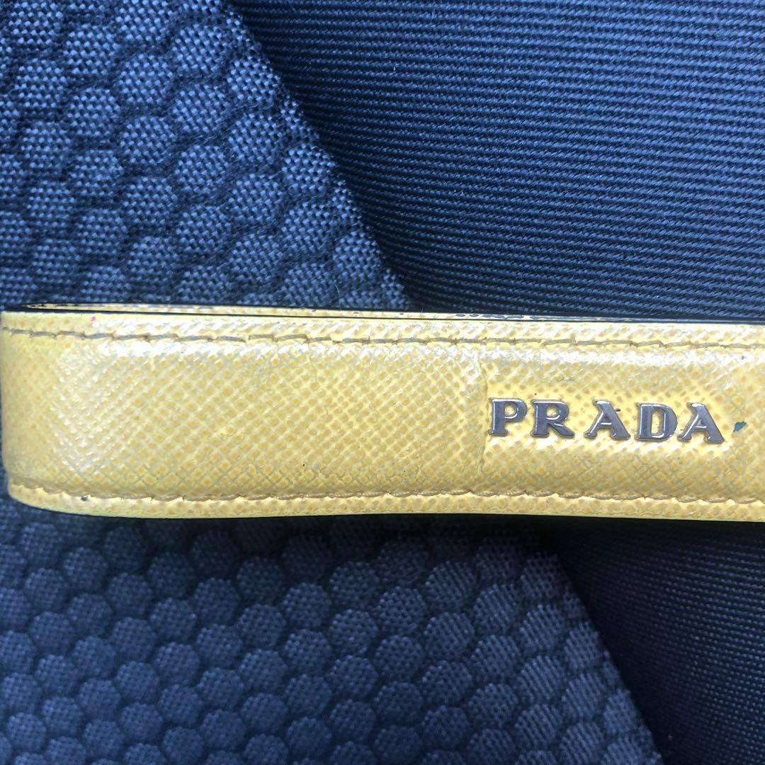 PRADA Key Holder Leather Yellow Auth 127891M