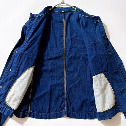 45R Aizome Indigo Kadi Series Stand Collar Jacket R Embroidery 2 Workwear