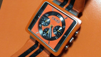 Dolce Gabbana Watch Chronograph Quartz Analog Orange Leather Strap for Men