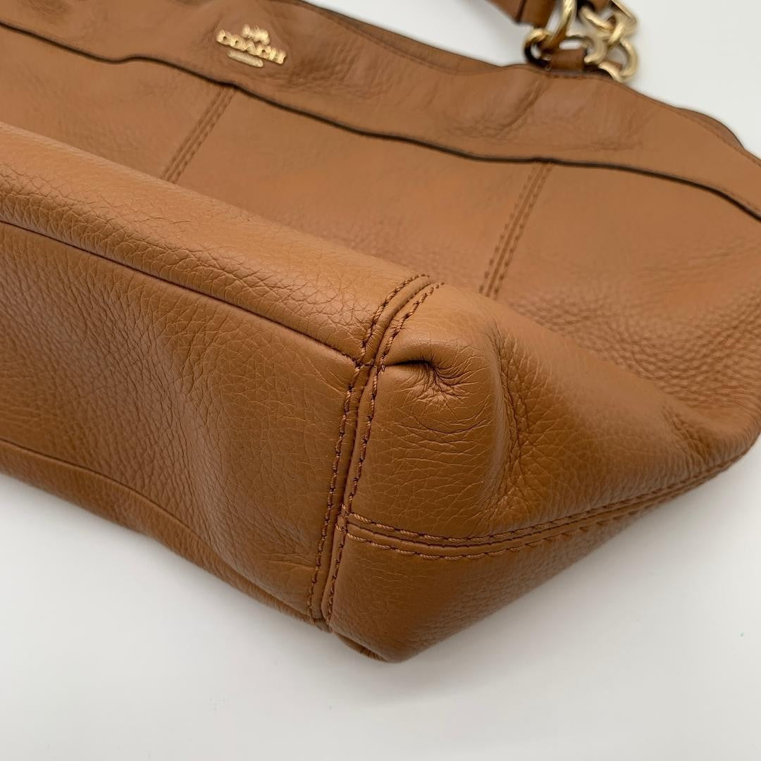 COACH Brown Leather Tote Bag 2Way Shoulder Large Authentic Women's Handbag