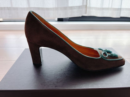 HERMES Suede Tassel Pumps Women's Size 35 From Japan i17309