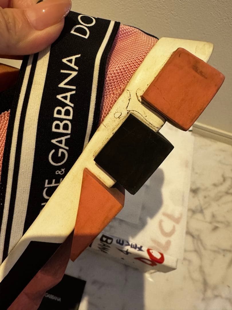 Dolce&Gabbana Women 6.5US Pink Sneakers Big Logo Luxury Classic Stylish Italian