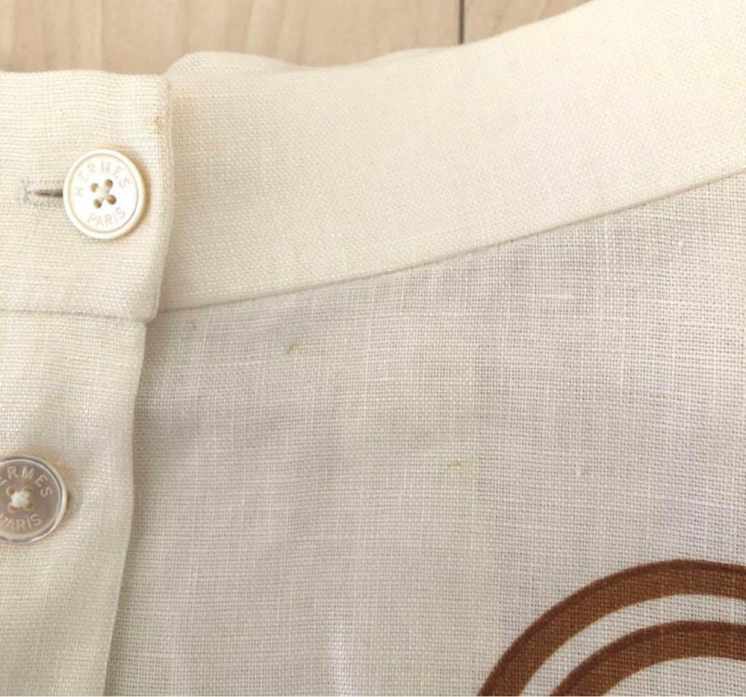 USED HERMES LINEN FLARE SKIRT BRIDES GALA VERYGOOD