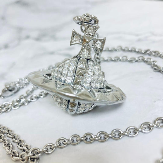 Vivienne Westwood Mayfair Orb Necklace Silver Large Top 4.2cm With Pouch