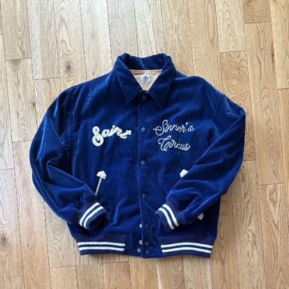 Saint Michael sinner’s circus corduroy jacket bomber varsity Jacket blue Size L