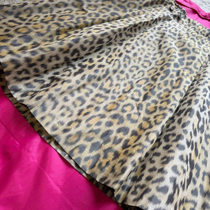 Christian Dior Leopard Print Midi Skirt Size M Brown Silk Fabric