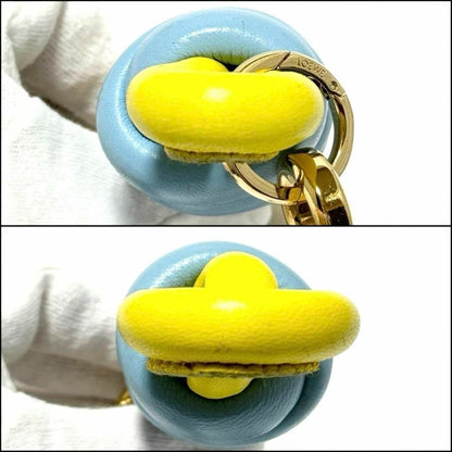 Used Loewe Womens Knot Bag Charm Key Ring Key Holder Yellow Leather