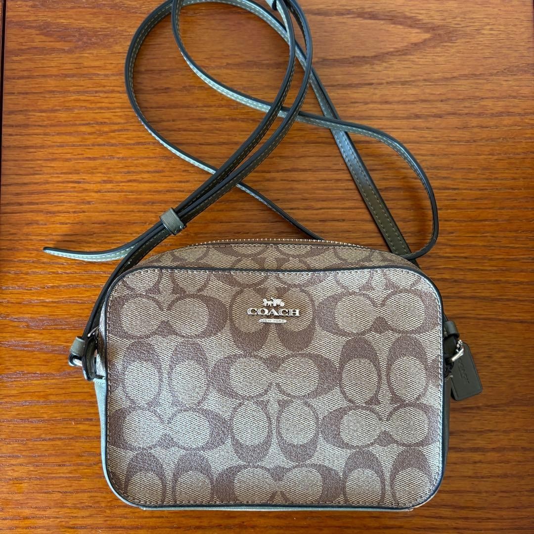 COACH Canvas Shoulder Bag and Wallet Set Brown Adjustable Strap Authentic