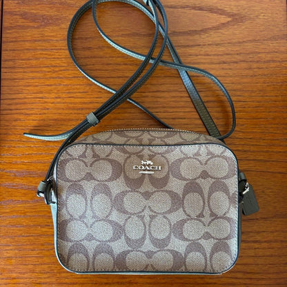 COACH Canvas Shoulder Bag and Wallet Set Brown Adjustable Strap Authentic