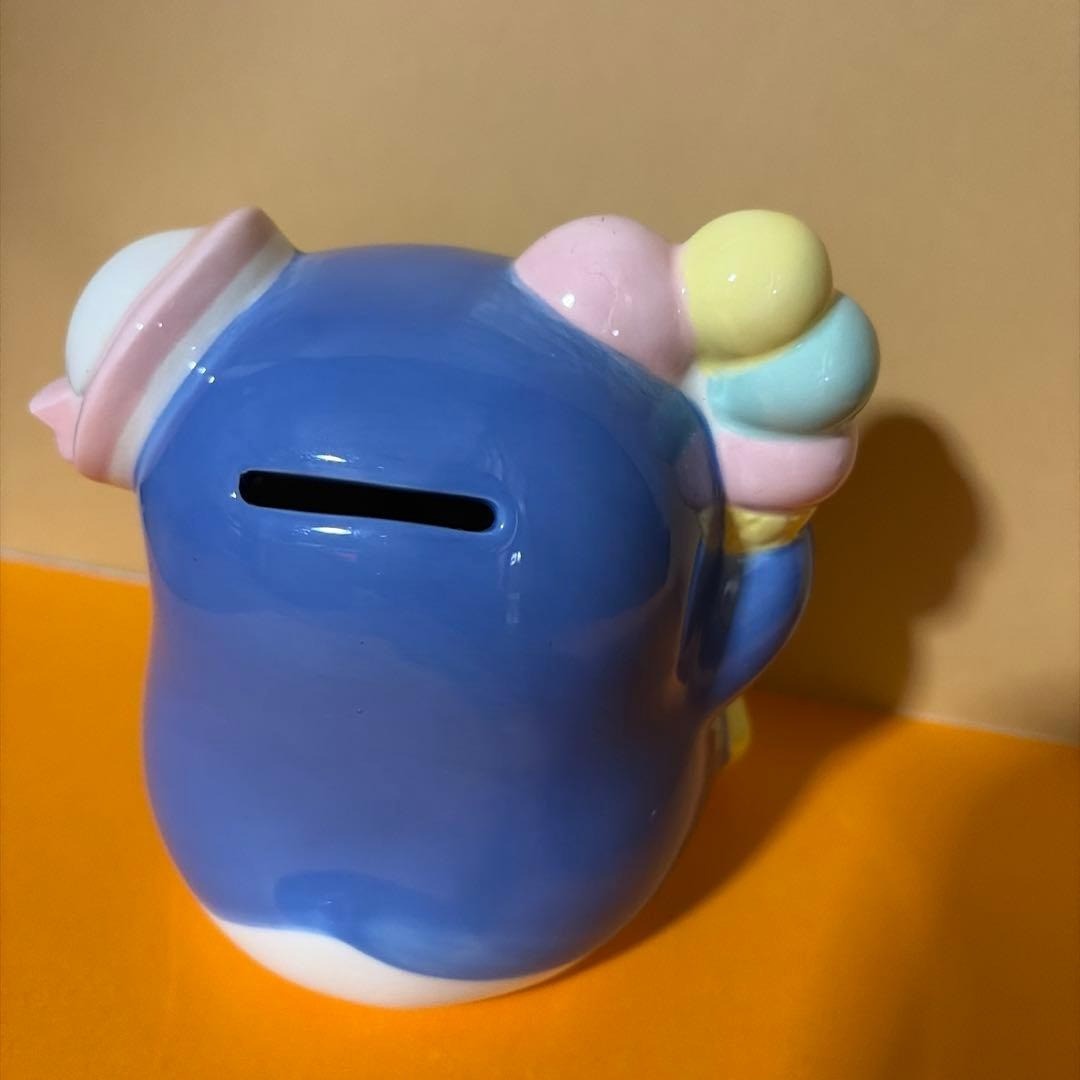 Sanrio Tuxedo Sam Penguin Ceramic Coin Bank Rare Vintage Japan Ice Cream Kawaii